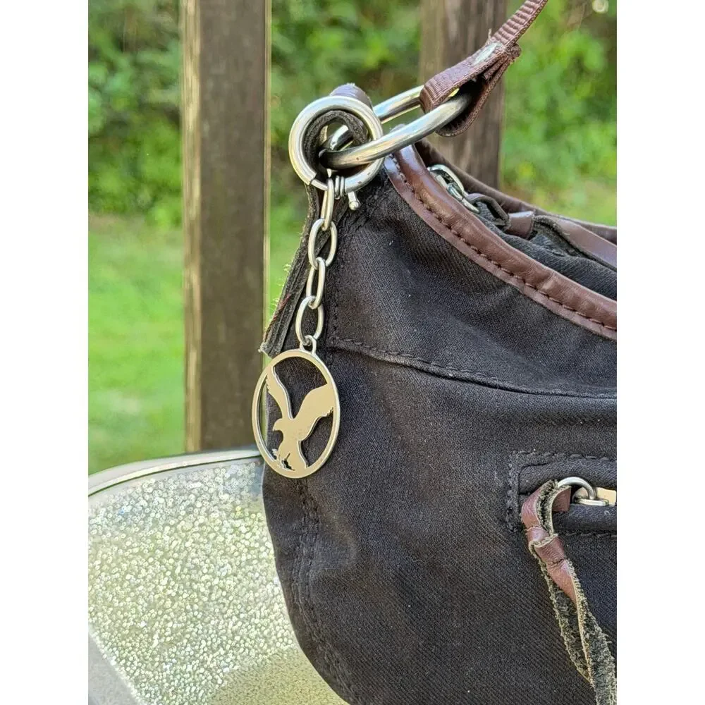 American Eagle Y2K Black Brown Hobo Shoulder Bag